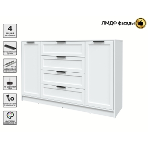 Тумба Тренд КТ-Т160 (Белый ЛДСП/ Белый ЛМДФ) Ш1600 В1020 Г451